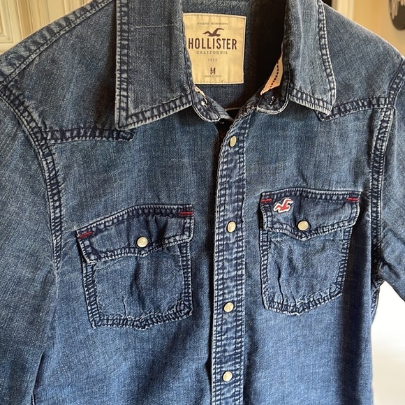 Hollister Tops - HOLLISTER Denim Jean Button Down Shirt with Pearl Snaps